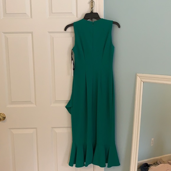 Green Calvin Klein Flounce Flow Midi Sheath Dress - Picture 6 of 6